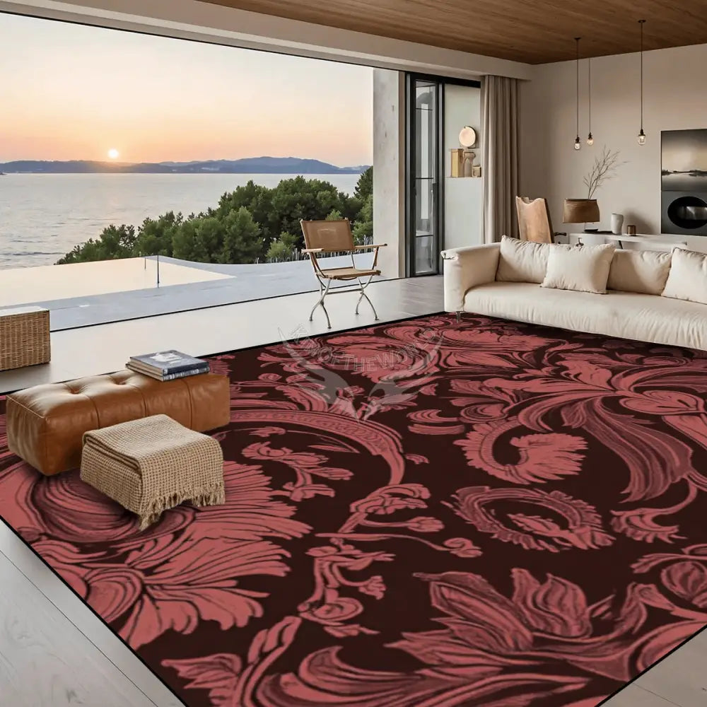 Red and Burgundy Femme Fleur Design 10 ft x 8 ft Large Area Rug Floor Carpet 120’’x96’’ Rugs & Mats