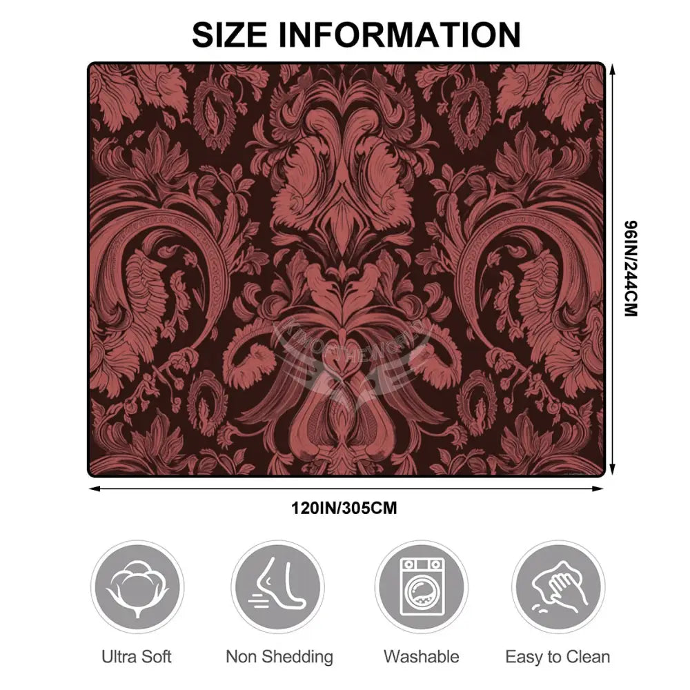Red and Burgundy Femme Fleur Design 10 ft x 8 ft Large Area Rug Floor Carpet 120’’x96’’ Rugs & Mats