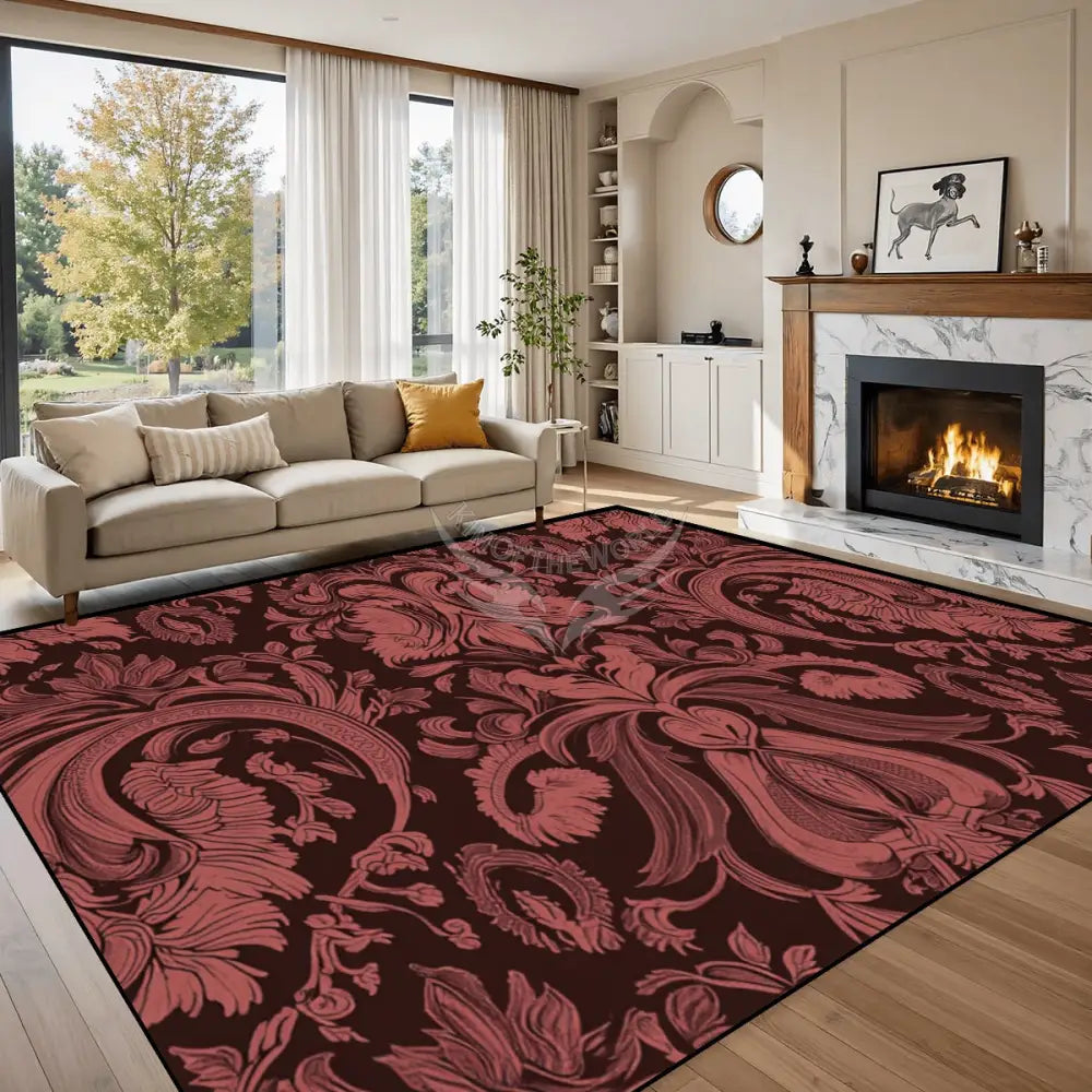 Red and Burgundy Femme Fleur Design 10 ft x 8 ft Large Area Rug Floor Carpet 120’’x96’’ Rugs & Mats