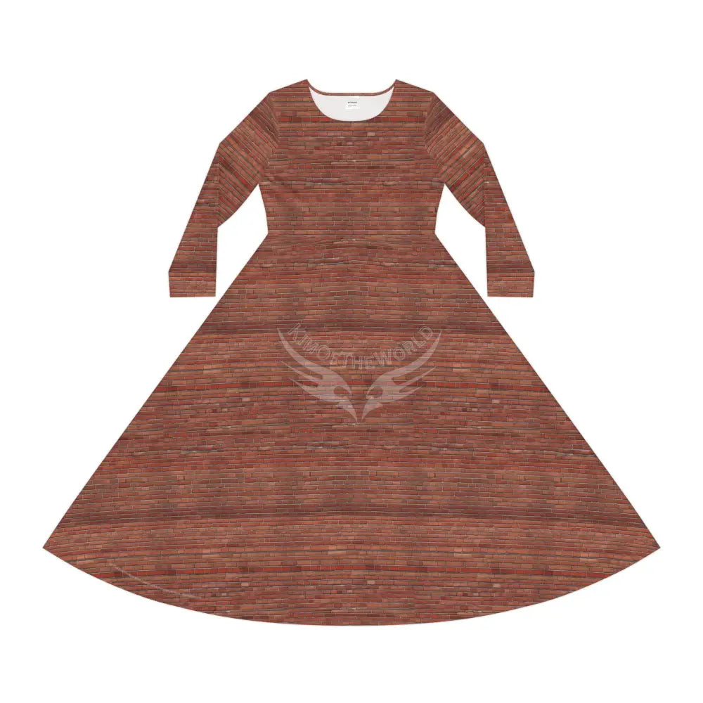 Red Brick I Wallpaper Print Dress – Women’s Long Sleeve AOP L All Over Prints
