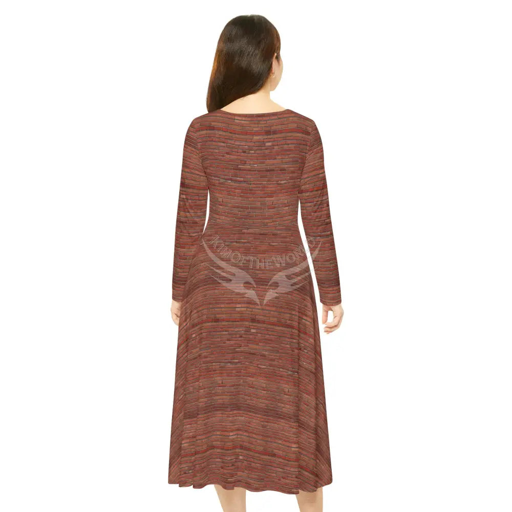 Red Brick I Wallpaper Print Dress – Women’s Long Sleeve AOP L All Over Prints