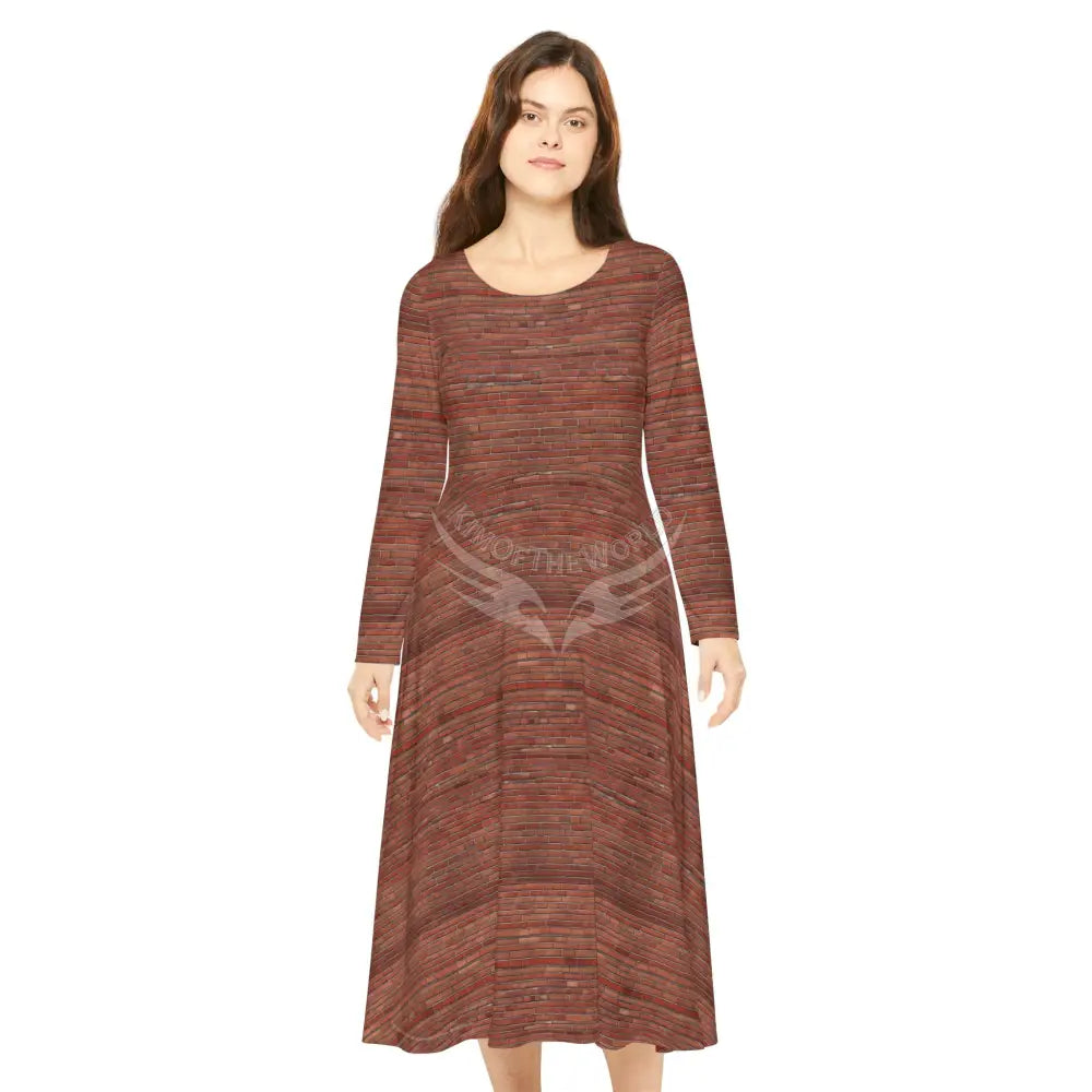 Red Brick I Wallpaper Print Dress – Women’s Long Sleeve AOP L All Over Prints