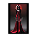 Red Light District Gothic Fashion Floral Black Queen Lady Woman Black & Red Satin 3D Moon Art Poster — Black & Red
