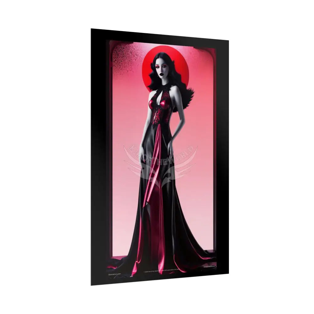 Red Light Gothic Fashion Floral Black Queen Lady Woman Black & Red Satin 3D Moon Art Poster — Black & Red Fashion