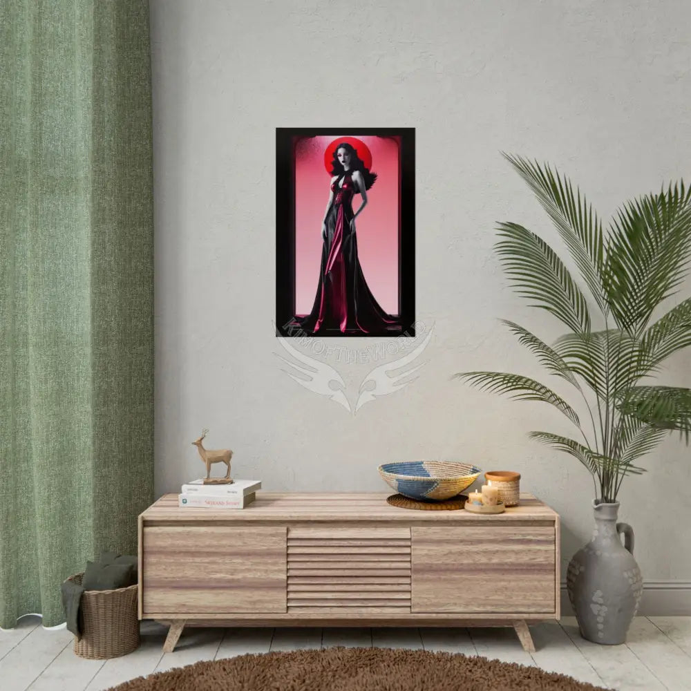 Red Light Gothic Fashion Floral Black Queen Lady Woman Black & Red Satin 3D Moon Art Poster — Black & Red Fashion
