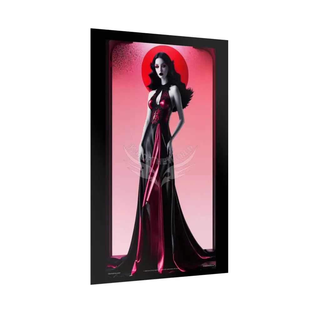 Red Light Gothic Fashion Floral Black Queen Lady Woman Black & Red Satin 3D Moon Art Poster — Black & Red Fashion