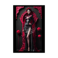 Red Light District Gothic Fashion Floral Lace Lady Woman Black & Red Satin 3D Moon Art Poster — Black & Red Fashion
