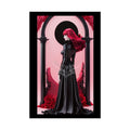 Red Light District Gothic Fashion Floral Lace Lady Woman Black & Red Satin 3D Moon Art Poster — Black & Red Fashion