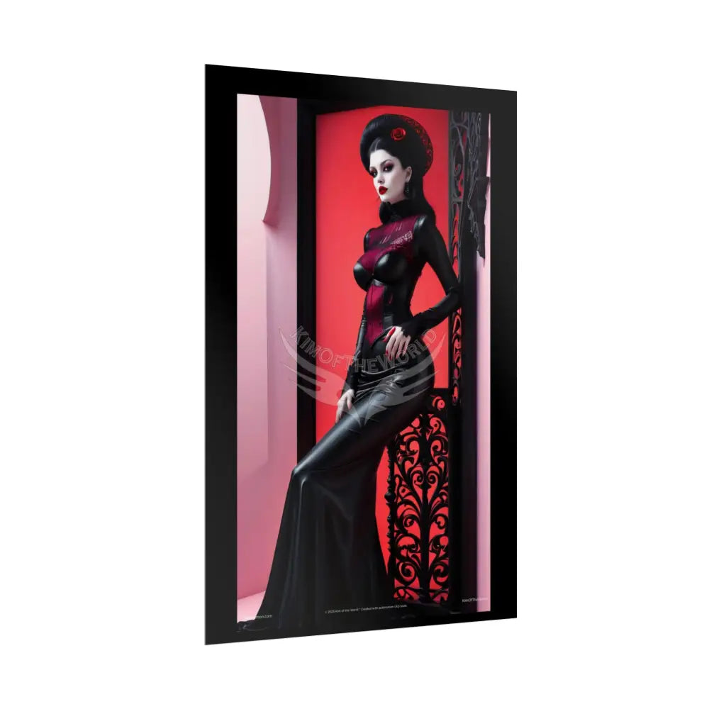 Red Light Gothic Fashion Floral Lace Lady Woman Black & Red Satin Queen 3D Moon Art Poster — Black & Red Fashion
