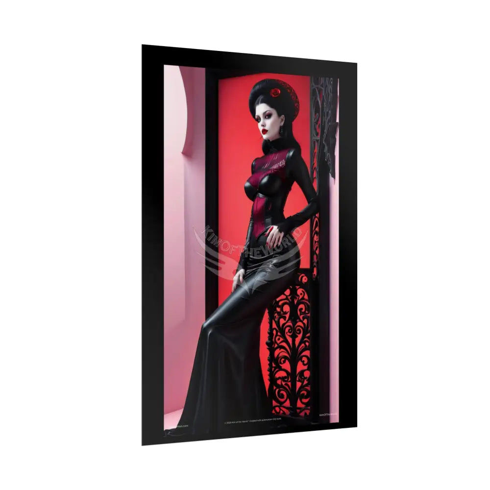 Red Light Gothic Fashion Floral Lace Lady Woman Black & Red Satin Queen 3D Moon Art Poster — Black & Red Fashion