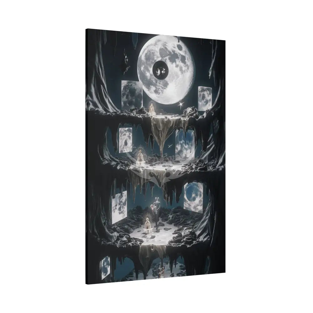 Reflections of Old Moon Clips & Other-Worldly Multi-Level Fantasy Matte Stretched Canvas Wall Art 40’’ x 60’’