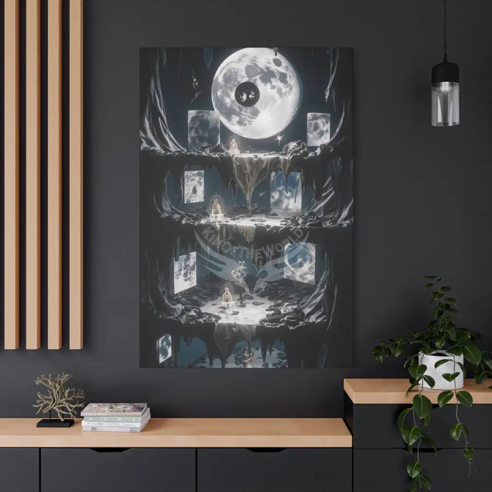 Reflections of Old Moon Clips & Other-Worldly Multi-Level Fantasy Matte Stretched Canvas Wall Art 40’’ x 60’’