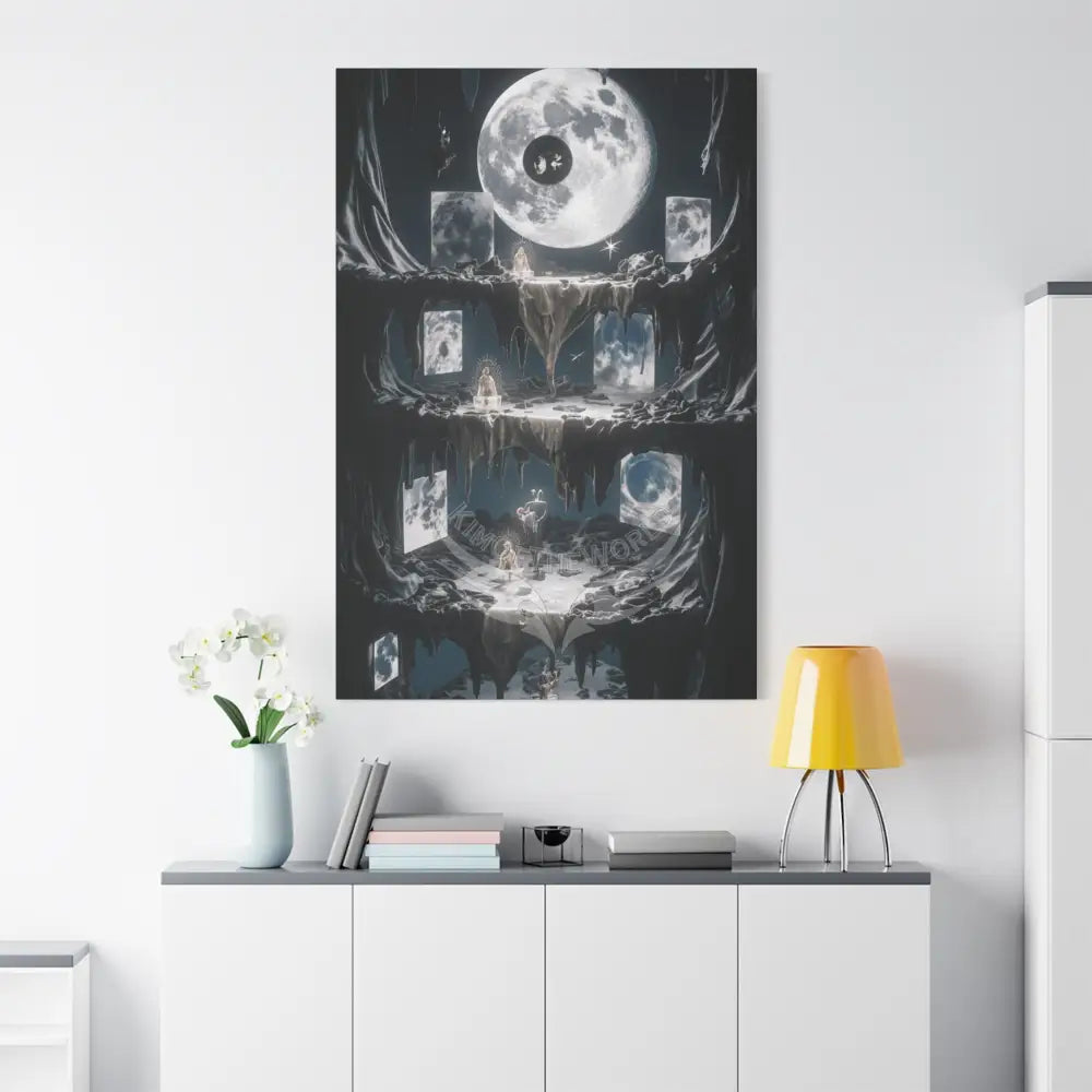 Reflections of Old Moon Clips & Other-Worldly Multi-Level Fantasy Matte Stretched Canvas Wall Art 40’’ x 60’’