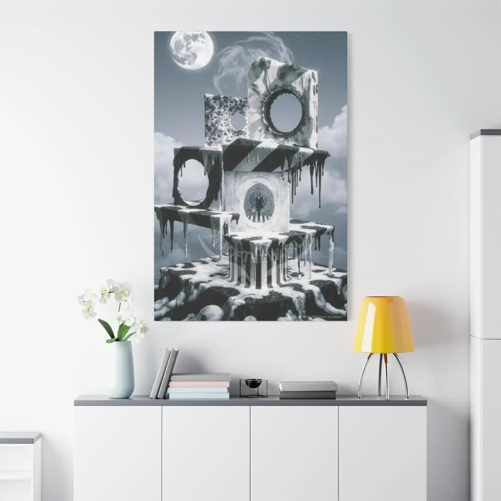 Reflections of Old Peace & Other-Worldly Multi-Level Fantasy Matte Stretched Canvas Wall Art 40’’ x 60’’ (Vertical)