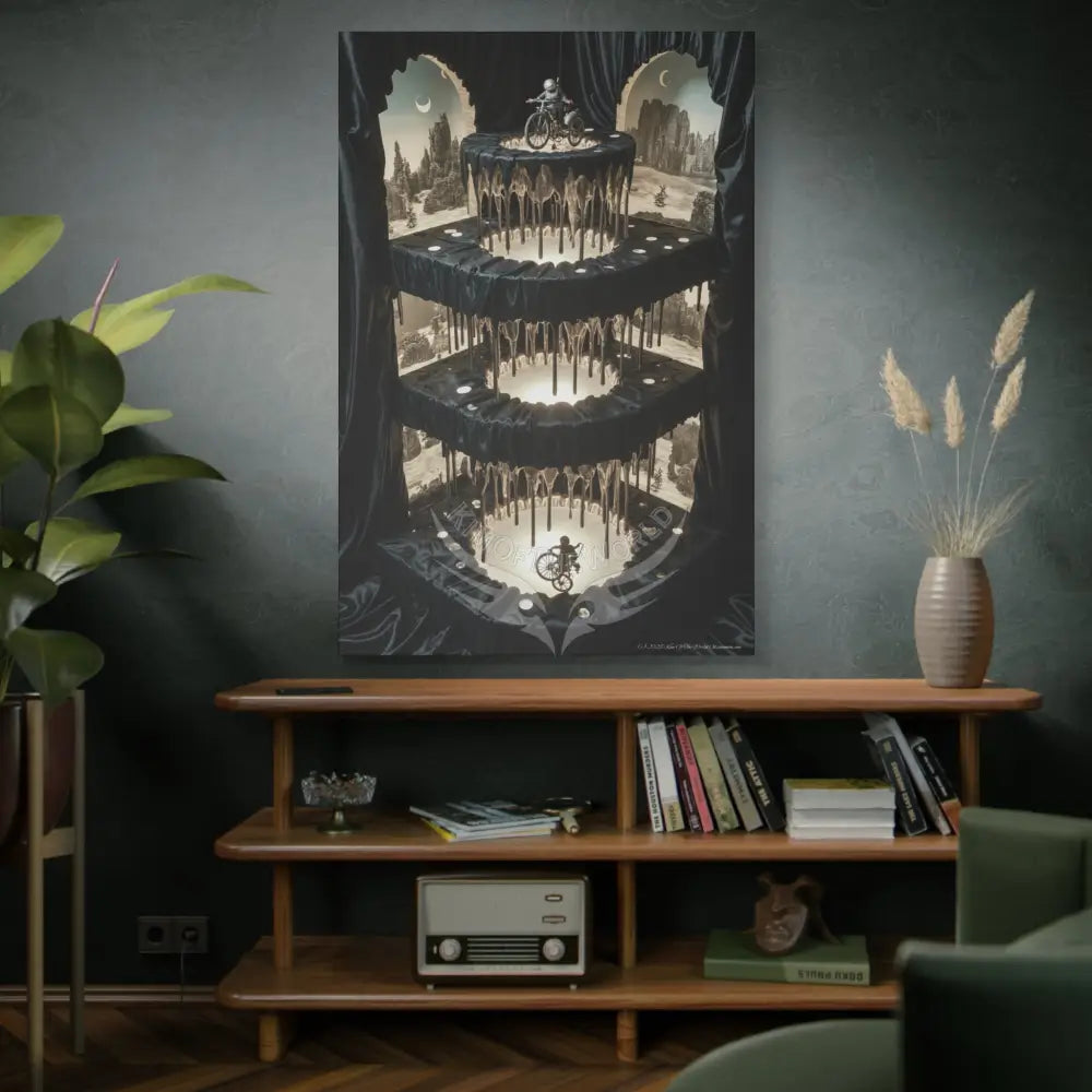 Reflections of Old Peace & Other-Worldly Multi-Level Fantasy Matte Stretched Canvas Wall Art 40’’ x 60’’ (Vertical)