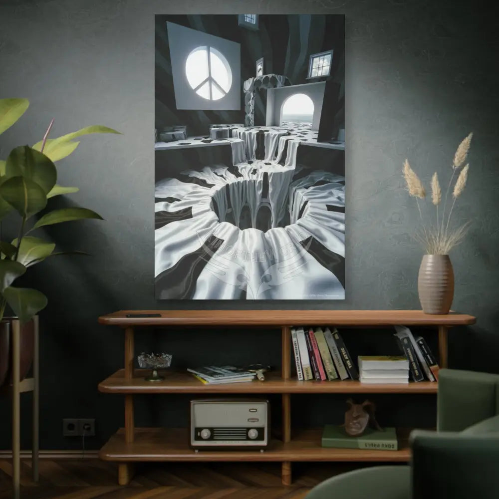 Reflections of Old Peace & Other-Worldly Multi-Level Fantasy Matte Stretched Canvas Wall Art 40’’ x 60’’ (Vertical)