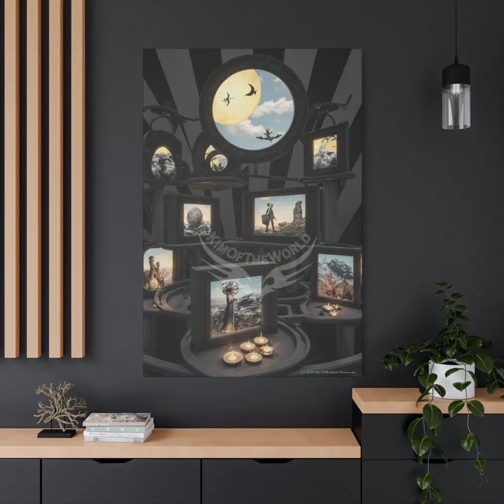 Reflections of Old Peace & Other-Worldly Multi-Level Fantasy Matte Stretched Canvas Wall Art 40’’ x 60’’ (Vertical)