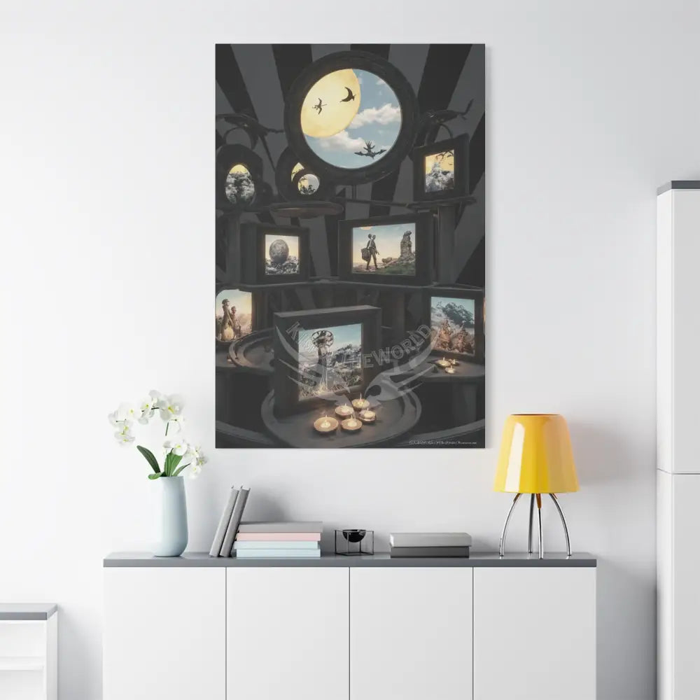 Reflections of Old Peace & Other-Worldly Multi-Level Fantasy Matte Stretched Canvas Wall Art 40’’ x 60’’ (Vertical)