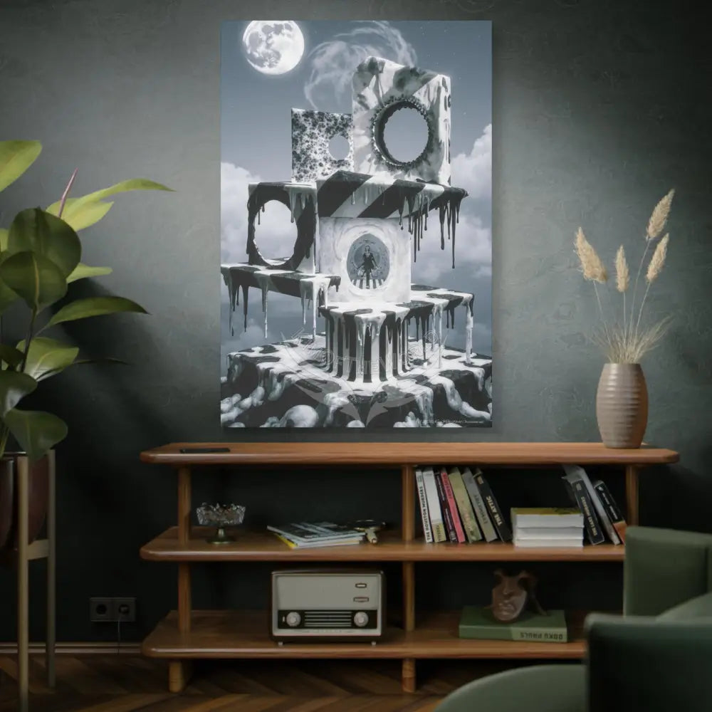 Reflections of Old Peace & Other-Worldly Multi-Level Fantasy Matte Stretched Canvas Wall Art 40’’ x 60’’ (Vertical)