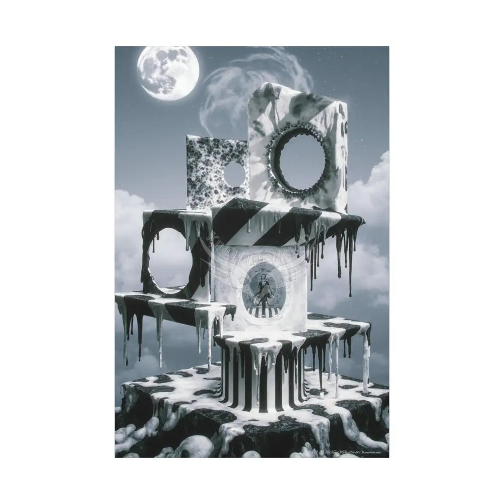 Reflections of Old Peace & Other-Worldly Multi-Level Fantasy Matte Stretched Canvas Wall Art 40’’ x 60’’ (Vertical)