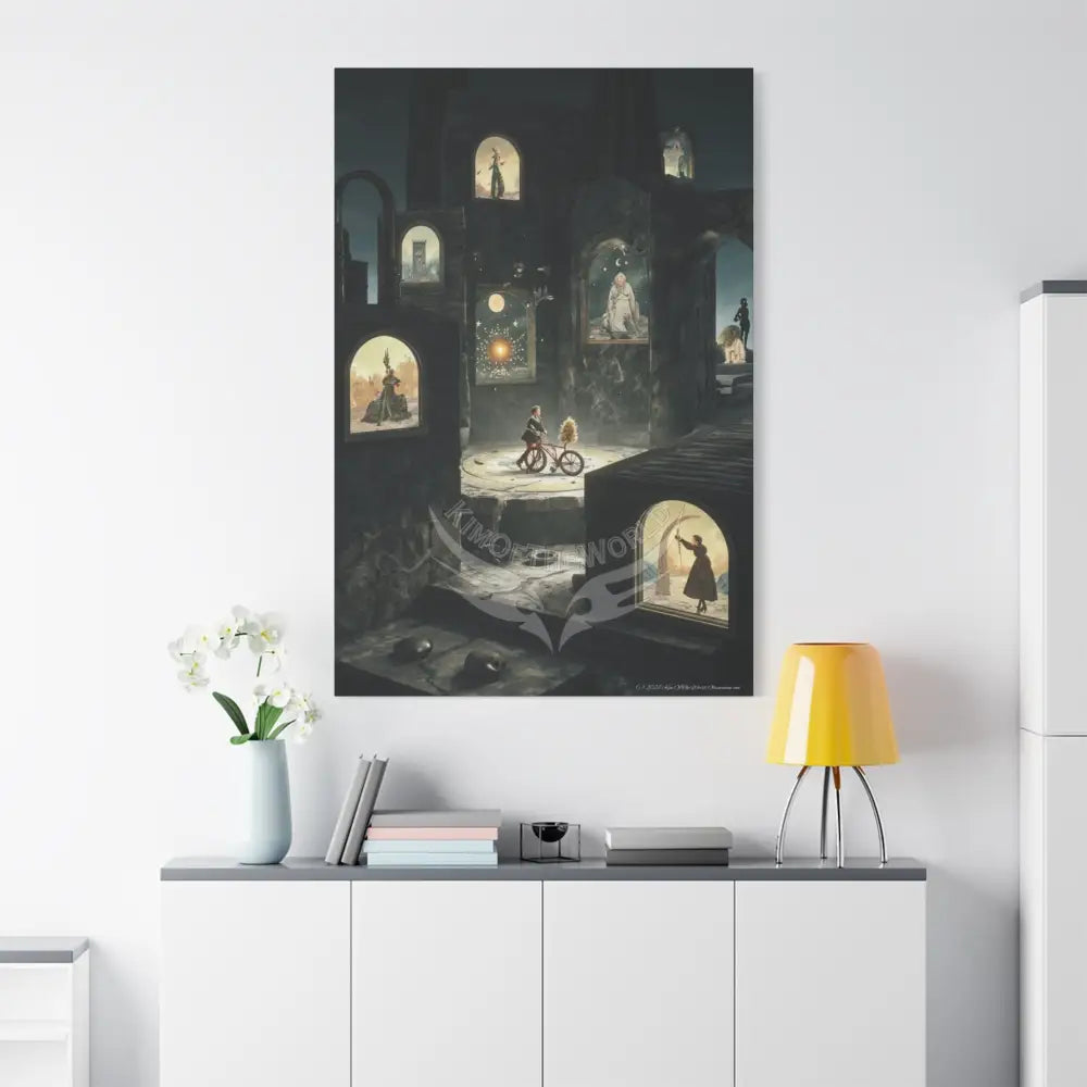 Reflections of Old Peace & Other-Worldly Multi-Level Fantasy Matte Stretched Canvas Wall Art 40’’ x 60’’ (Vertical)