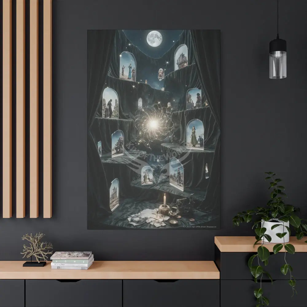 Reflections of Old Peace & Other-Worldly Multi-Level Fantasy Matte Stretched Canvas Wall Art 40’’ x 60’’ (Vertical)