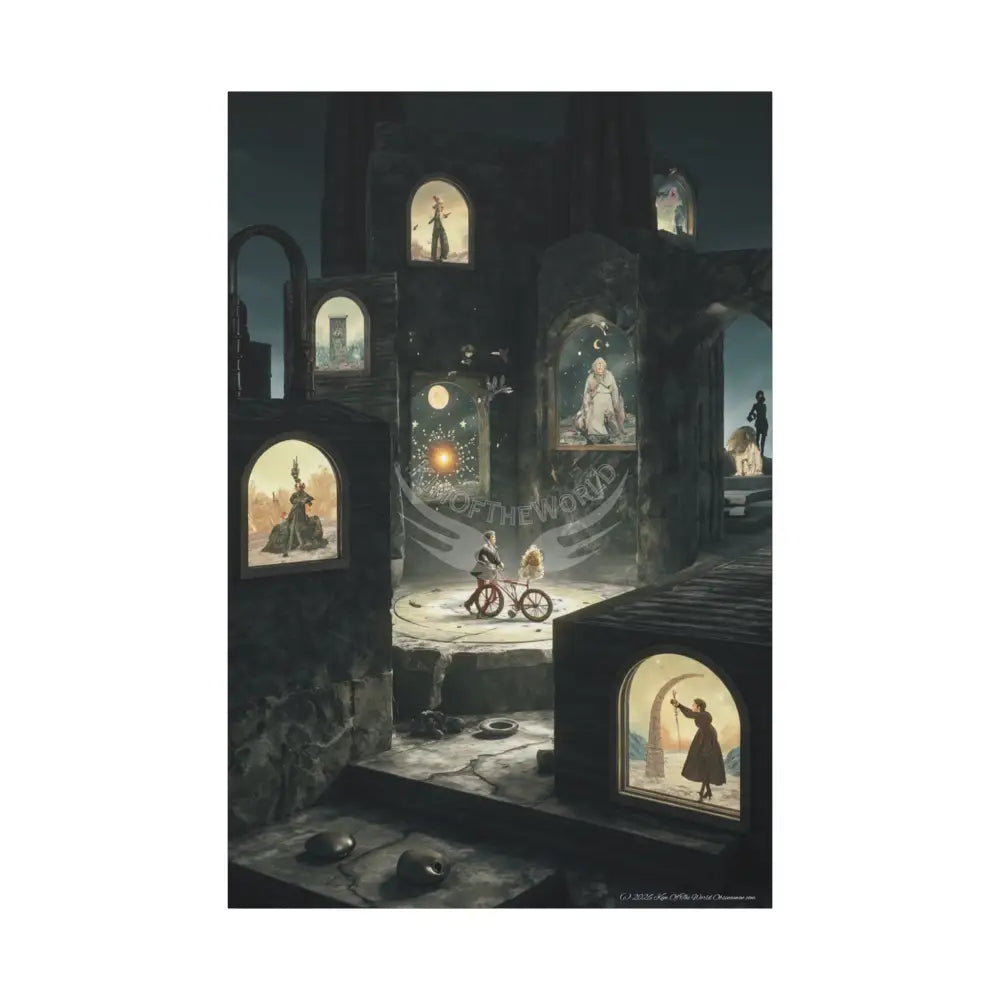 Reflections of Old Peace & Other-Worldly Multi-Level Fantasy Matte Stretched Canvas Wall Art 40’’ x 60’’ (Vertical)