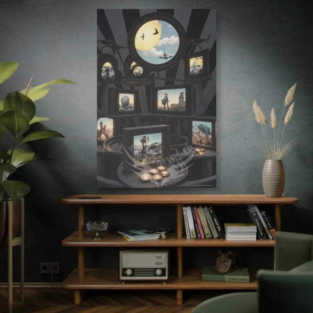 Reflections of Old Peace & Other-Worldly Multi-Level Fantasy Matte Stretched Canvas Wall Art 40’’ x 60’’ (Vertical)