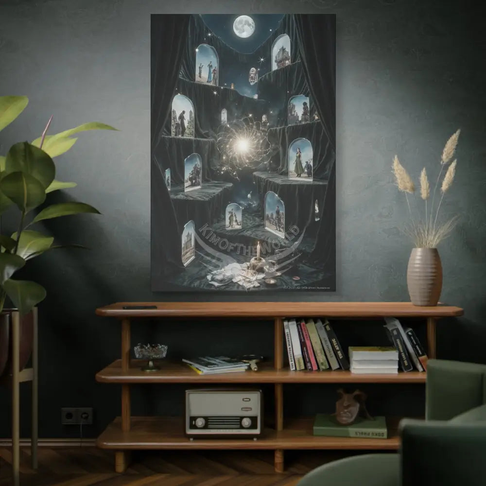 Reflections of Old Peace & Other-Worldly Multi-Level Fantasy Matte Stretched Canvas Wall Art 40’’ x 60’’ (Vertical)