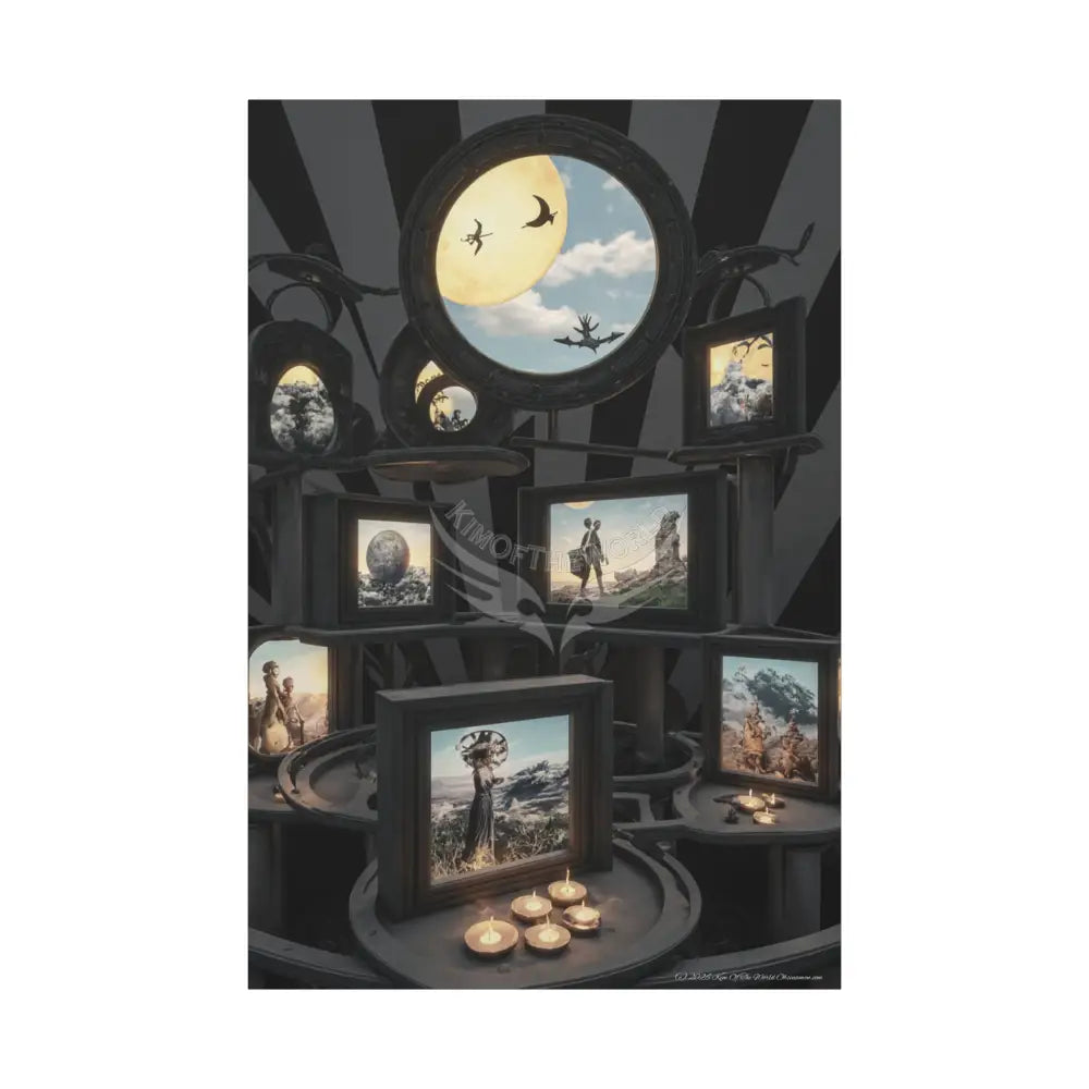 Reflections of Old Peace & Other-Worldly Multi-Level Fantasy Matte Stretched Canvas Wall Art 40’’ x 60’’ (Vertical)