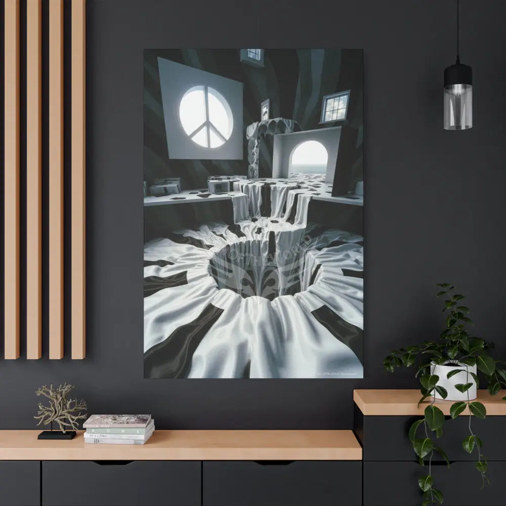 Reflections of Old Peace & Other-Worldly Multi-Level Fantasy Matte Stretched Canvas Wall Art 40’’ x 60’’ (Vertical)