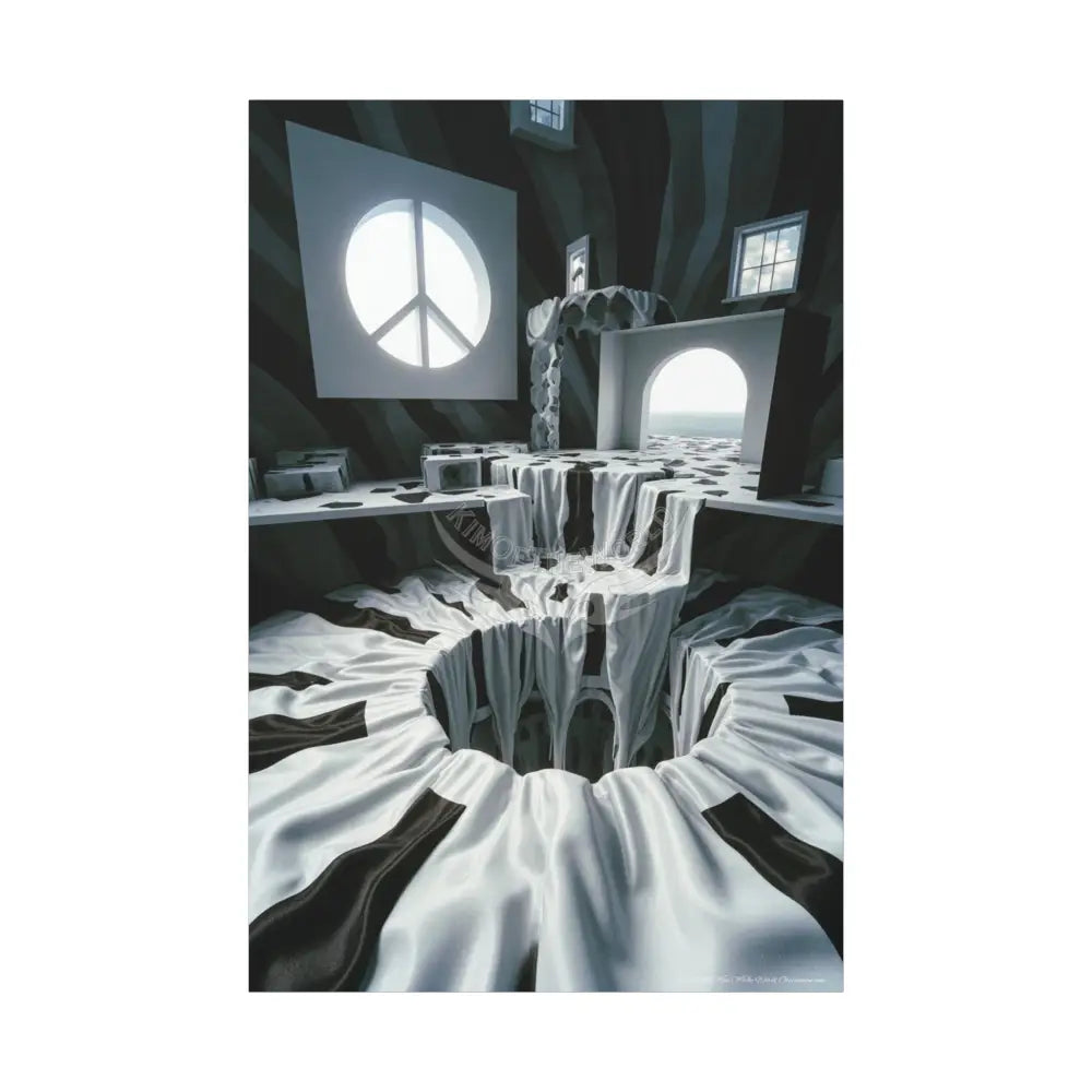 Reflections of Old Peace & Other-Worldly Multi-Level Fantasy Matte Stretched Canvas Wall Art 40’’ x 60’’ (Vertical)