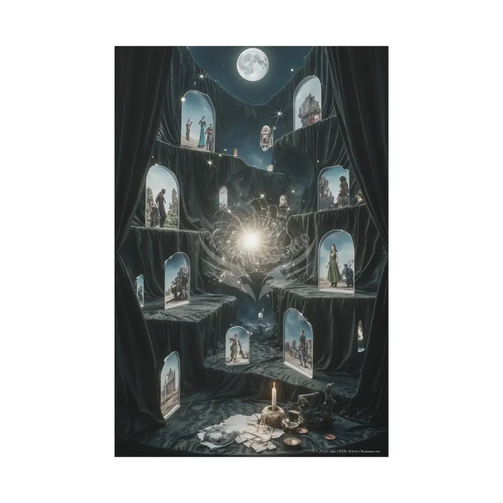 Reflections of Old Peace & Other-Worldly Multi-Level Fantasy Matte Stretched Canvas Wall Art 40’’ x 60’’ (Vertical)