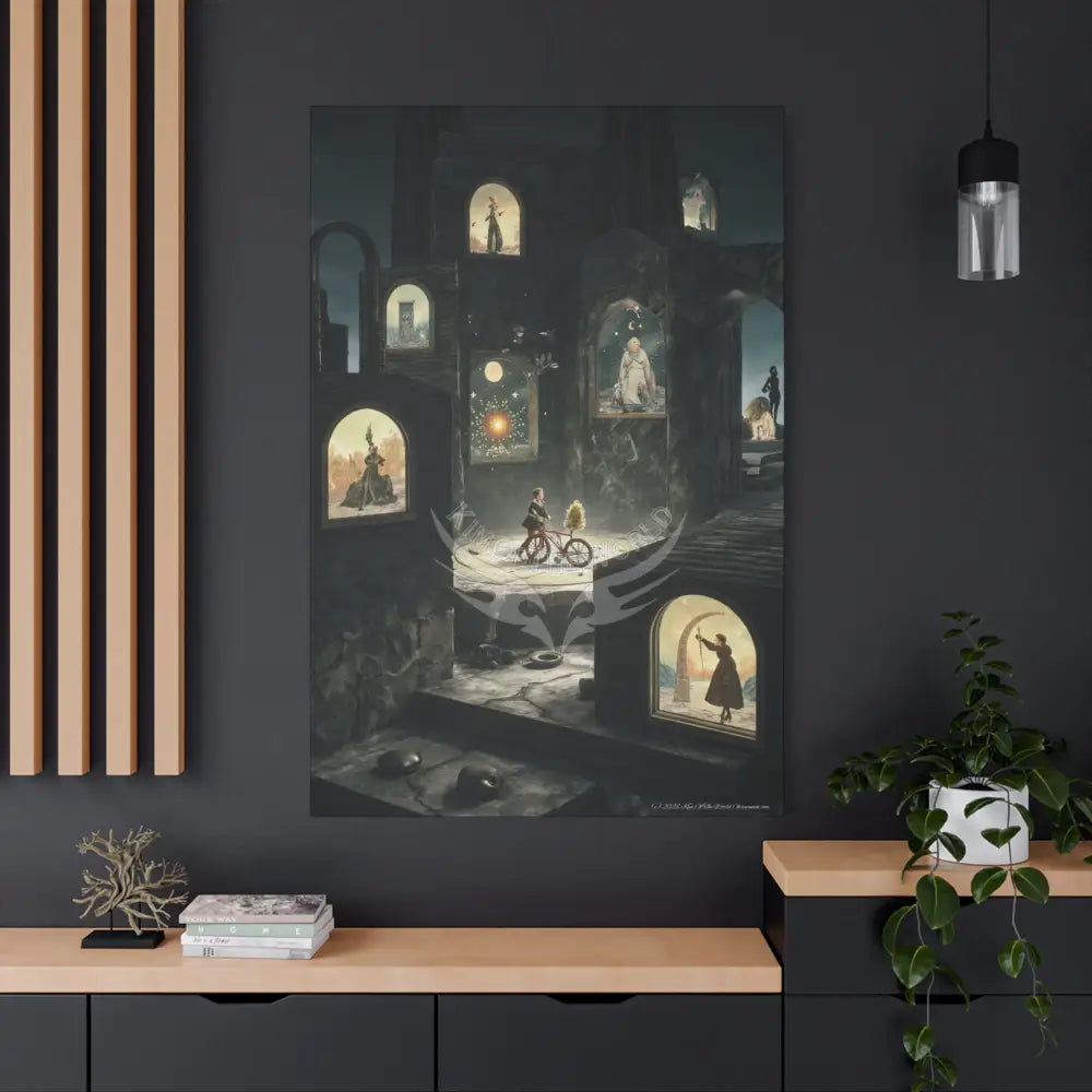 Reflections of Old Peace & Other-Worldly Multi-Level Fantasy Matte Stretched Canvas Wall Art 40’’ x 60’’ (Vertical)