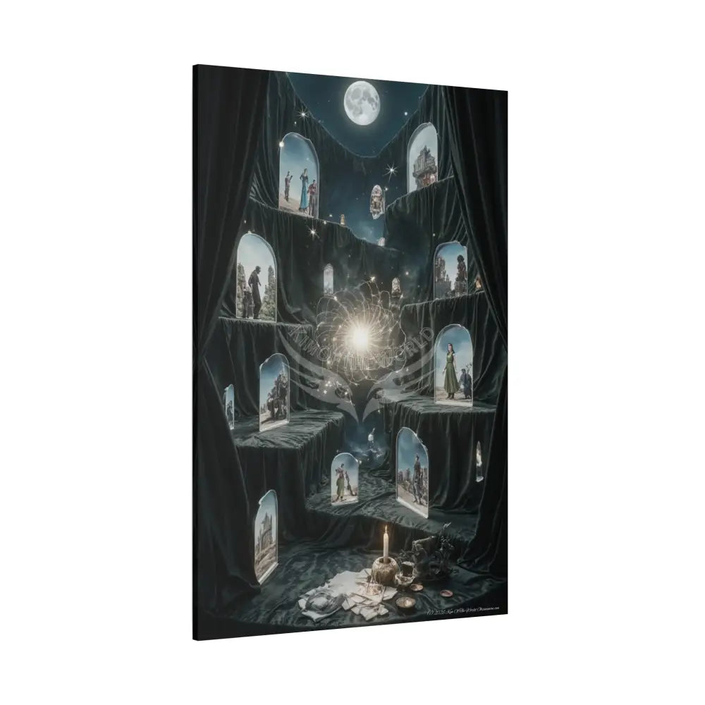 Reflections of Old Peace & Other-Worldly Multi-Level Fantasy Matte Stretched Canvas Wall Art 40’’ x 60’’ (Vertical)