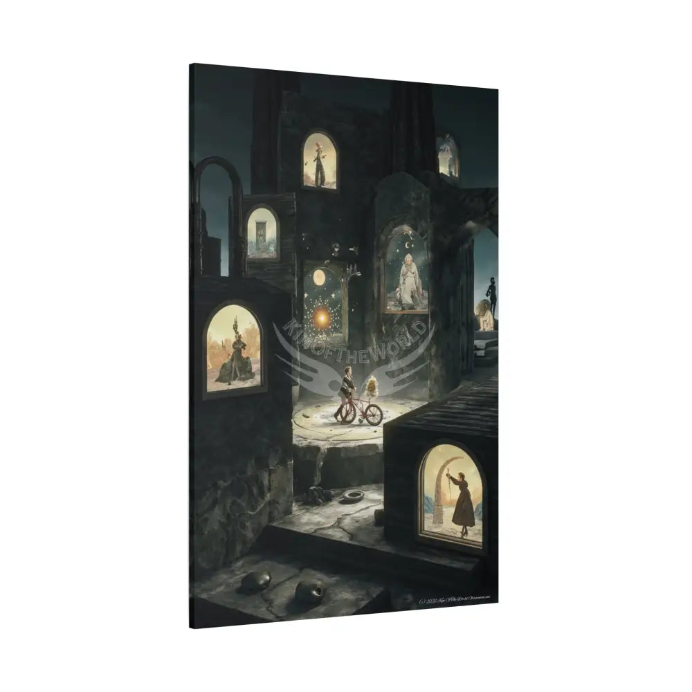Reflections of Old Peace & Other-Worldly Multi-Level Fantasy Matte Stretched Canvas Wall Art 40’’ x 60’’ (Vertical)