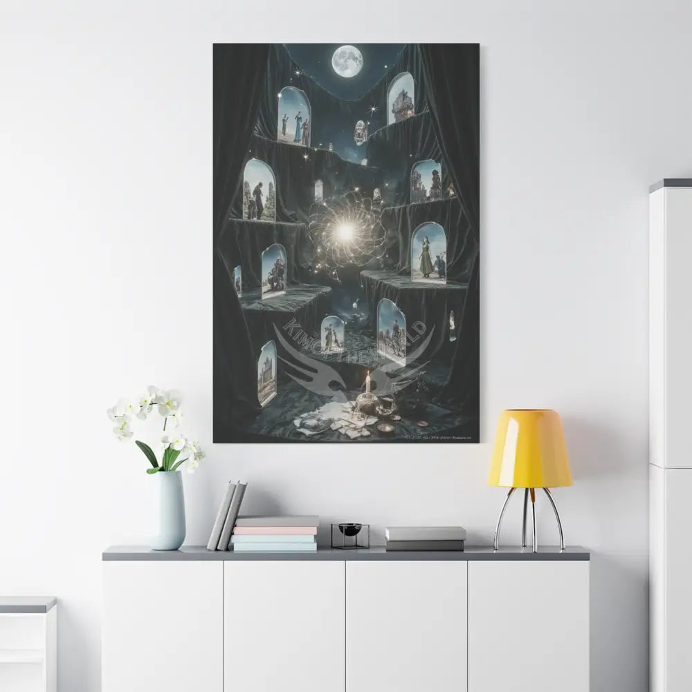 Reflections of Old Peace & Other-Worldly Multi-Level Fantasy Matte Stretched Canvas Wall Art 40’’ x 60’’ (Vertical)