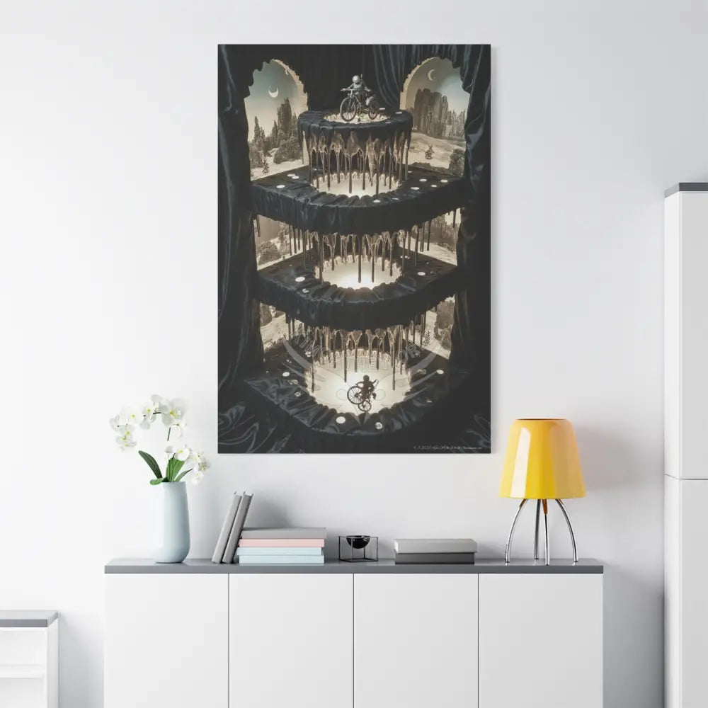 Reflections of Old Peace & Other-Worldly Multi-Level Fantasy Matte Stretched Canvas Wall Art 40’’ x 60’’ (Vertical)