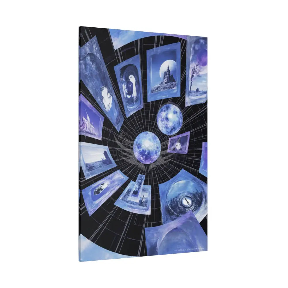Reflections of Old Peace & Other-Worldly Multi-Level Fantasy Matte Stretched Canvas Wall Art - Blue Reflections 40’’ x