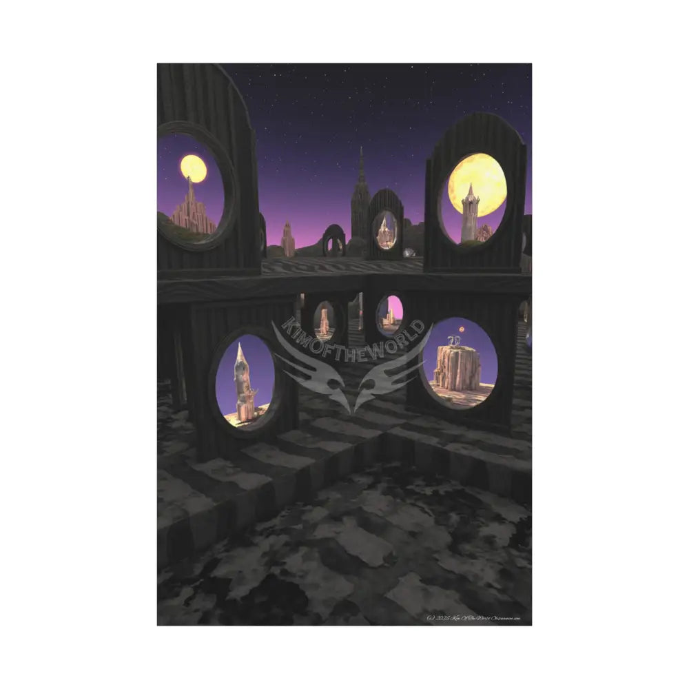 Reflections of Other-Worldly Multi-Level Fantasy Matte Stretched Canvas Wall Art 40’’ x 60’’ (Vertical) / 1.25’’ Canvas