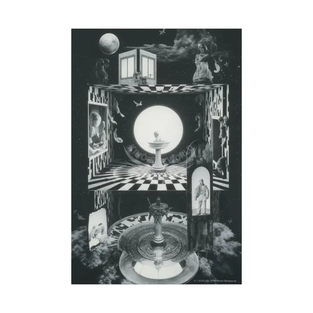 Reflections of Other-Worldly Multi-Level Fantasy Matte Stretched Canvas Wall Art 40’’ x 60’’ (Vertical) / 1.25’’ Canvas