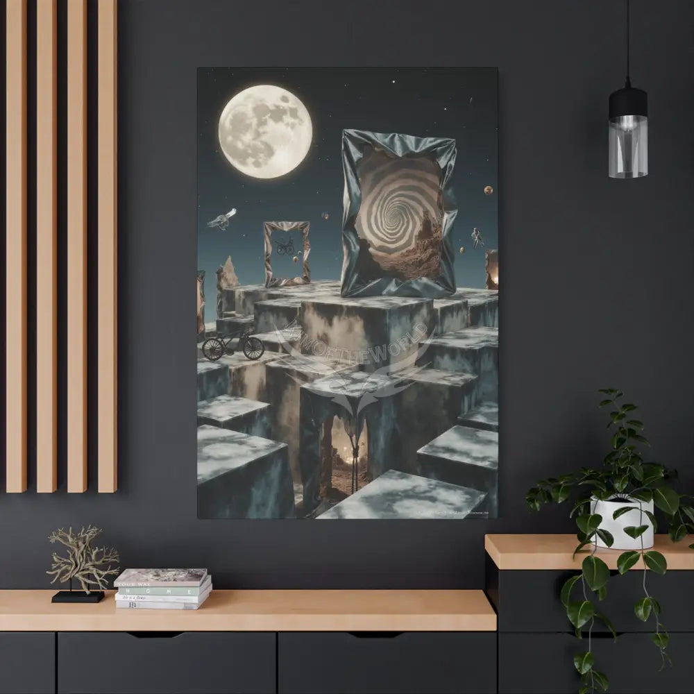 Reflections of Other-Worldly Multi-Level Fantasy Matte Stretched Canvas Wall Art Canvas