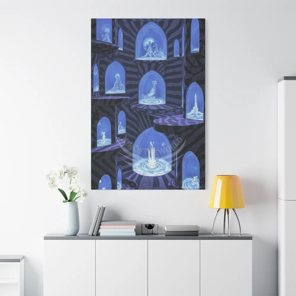 Reflections ofBlue Universe & Other-Worldly Multi-Level Fantasy Matte Stretched Canvas Wall Art 40’’ x 60’’ (Vertical)