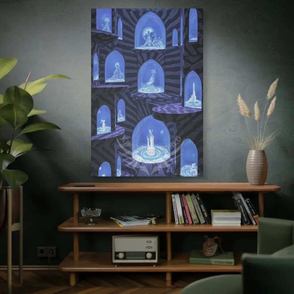 Reflections ofBlue Universe & Other-Worldly Multi-Level Fantasy Matte Stretched Canvas Wall Art 40’’ x 60’’ (Vertical)