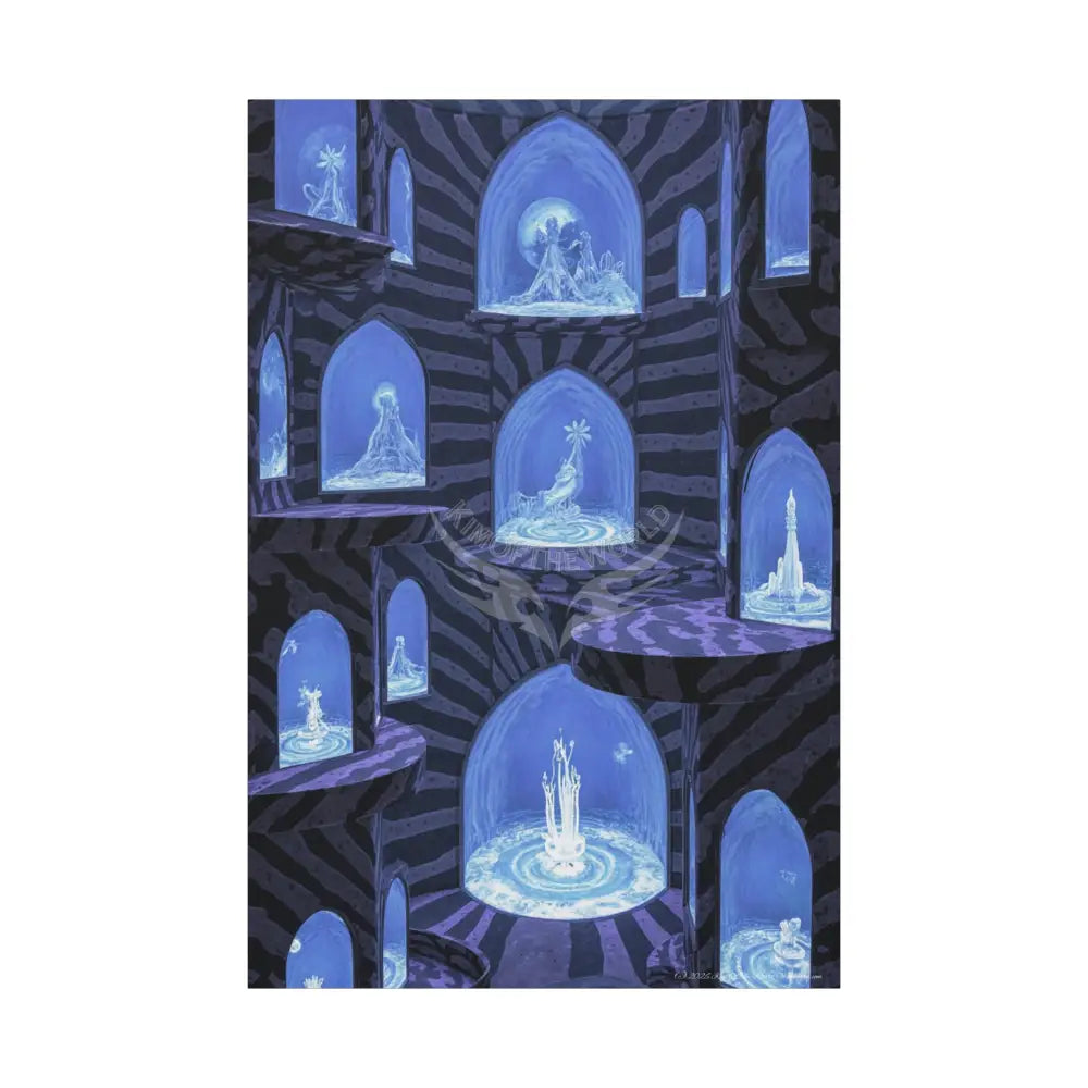 Reflections ofBlue Universe & Other-Worldly Multi-Level Fantasy Matte Stretched Canvas Wall Art 40’’ x 60’’ (Vertical)