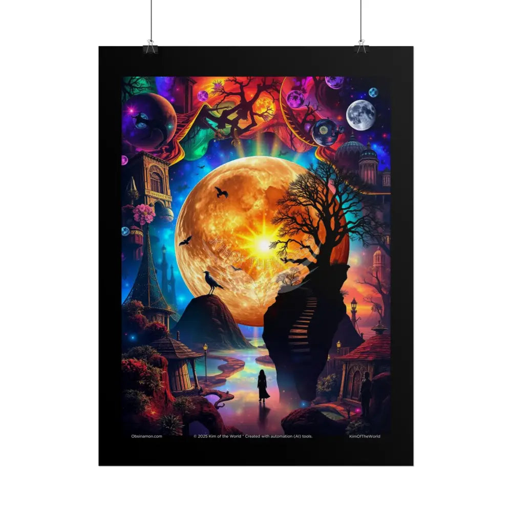 Reflections through Infinity Rolled Poster — Iridescent Multidimensional Art Prints Poster