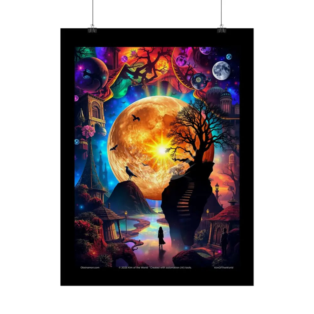 Reflections through Infinity Rolled Poster — Iridescent Multidimensional Art Prints Poster