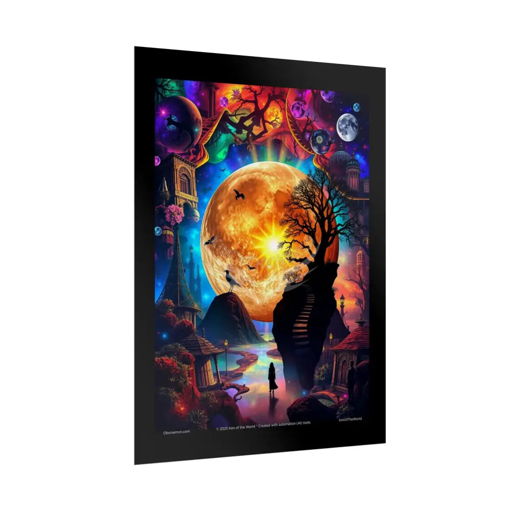 Reflections through Infinity Rolled Poster — Iridescent Multidimensional Art Prints Poster