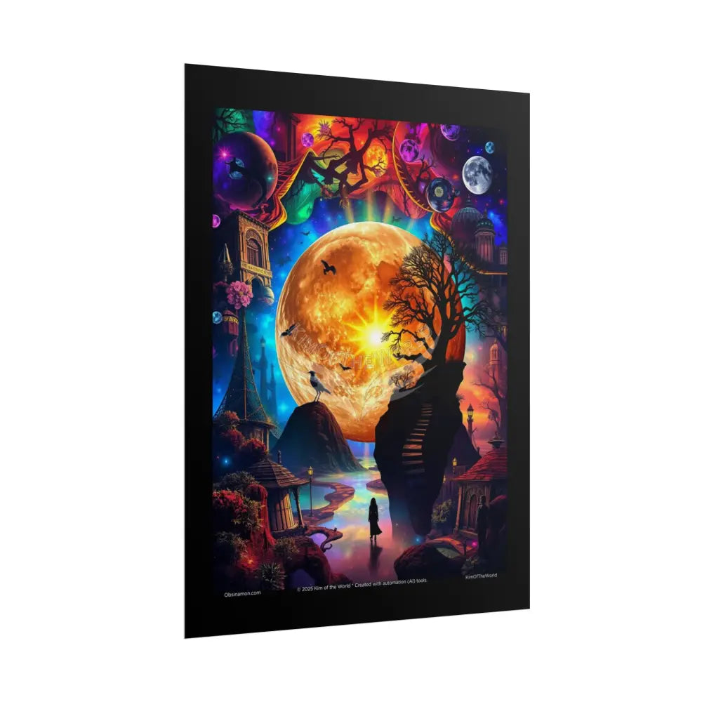 Reflections through Infinity Rolled Poster — Iridescent Multidimensional Art Prints Poster