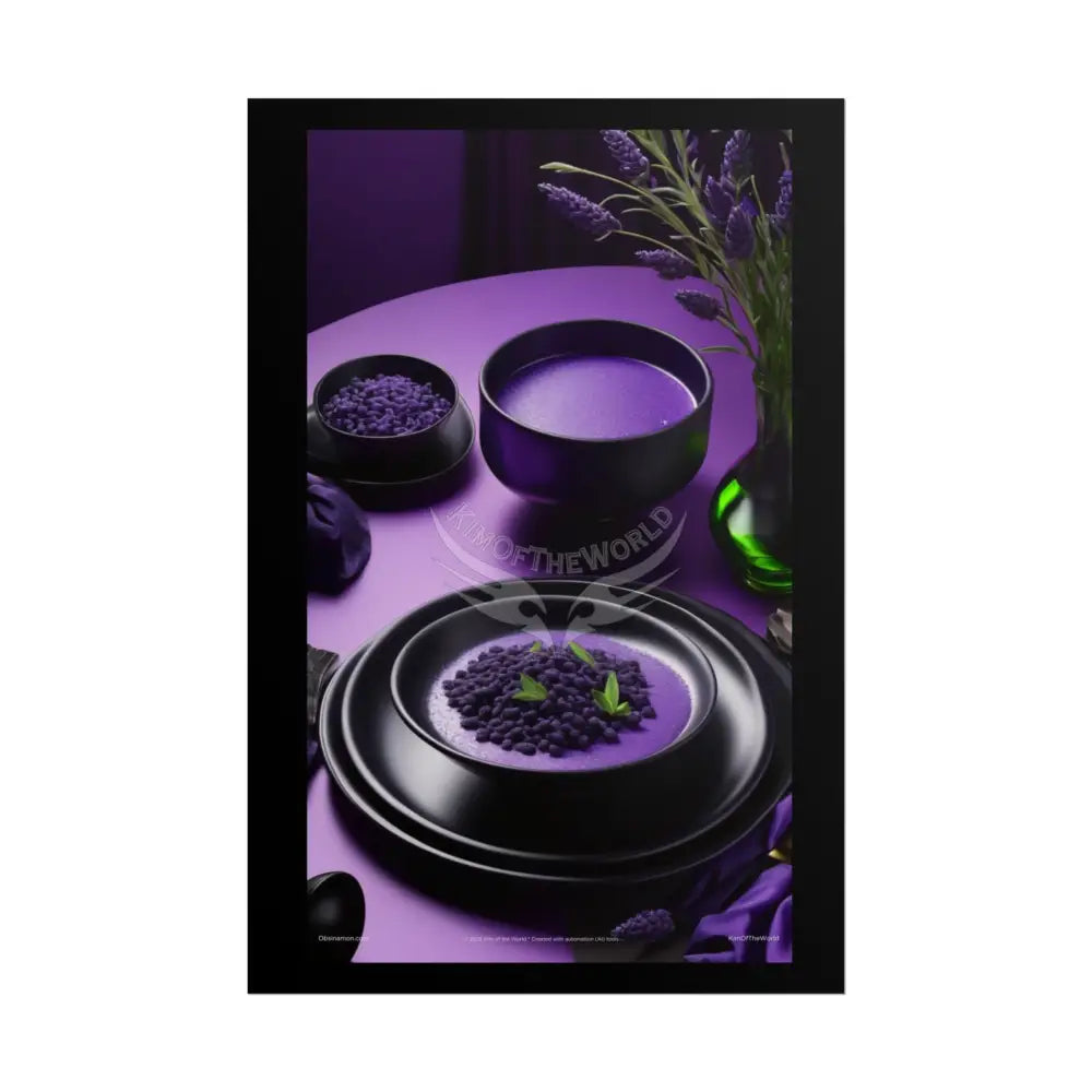 Restaurant Satin Color Combo Cosmic Gothic Fine Dining Art Framable Iridescent Deep Purple Satin Kitchen Décor Poster